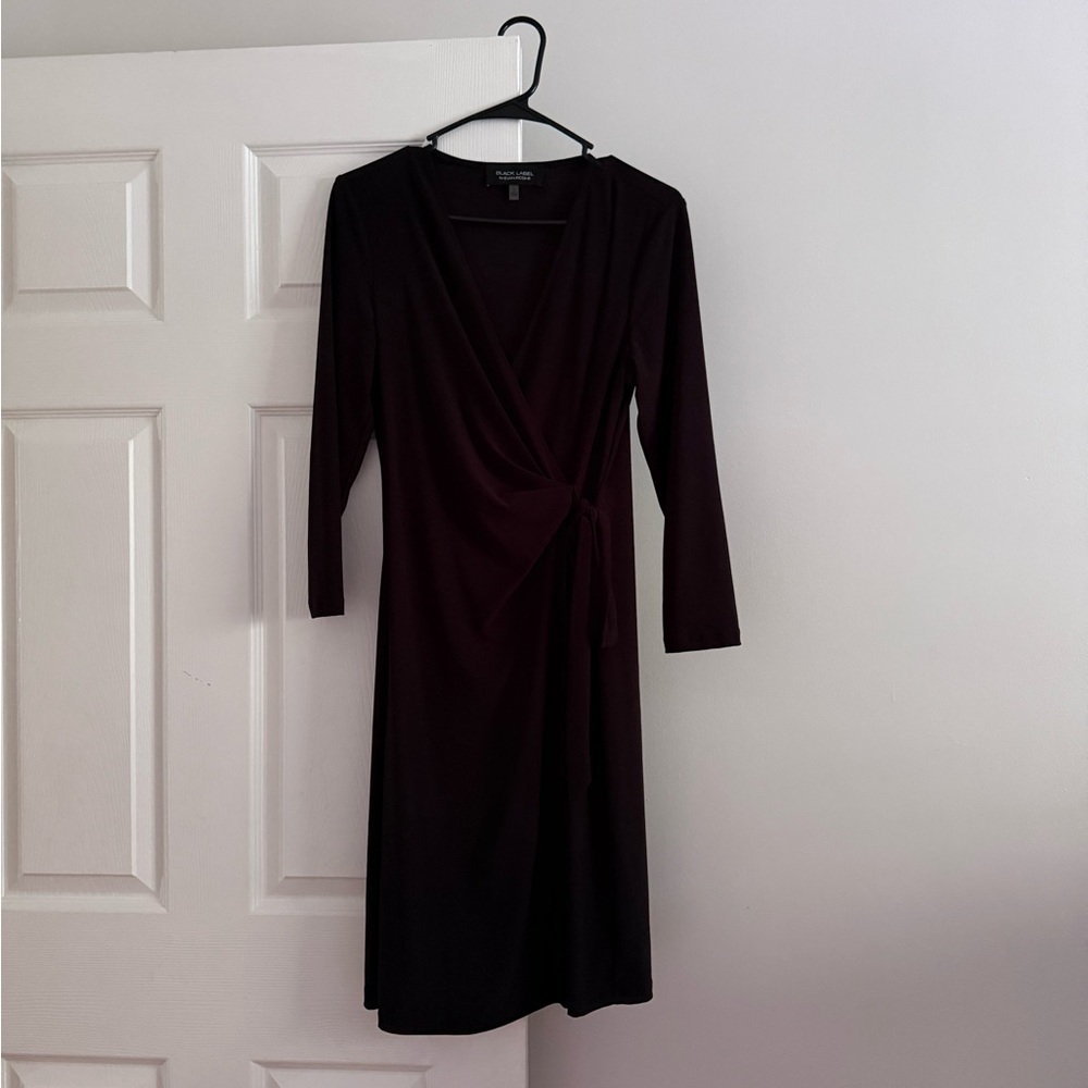 H&M Red Long Sleeve V-Neck Sheath Dress